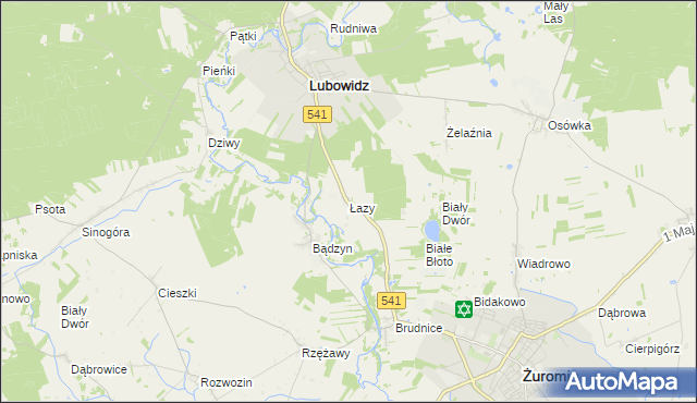 mapa Łazy gmina Lubowidz, Łazy gmina Lubowidz na mapie Targeo