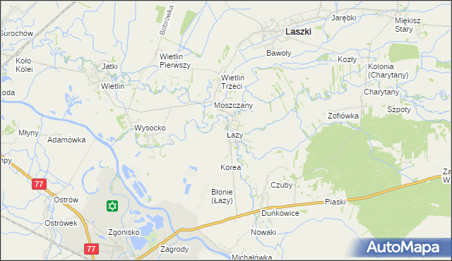 mapa Łazy gmina Radymno, Łazy gmina Radymno na mapie Targeo