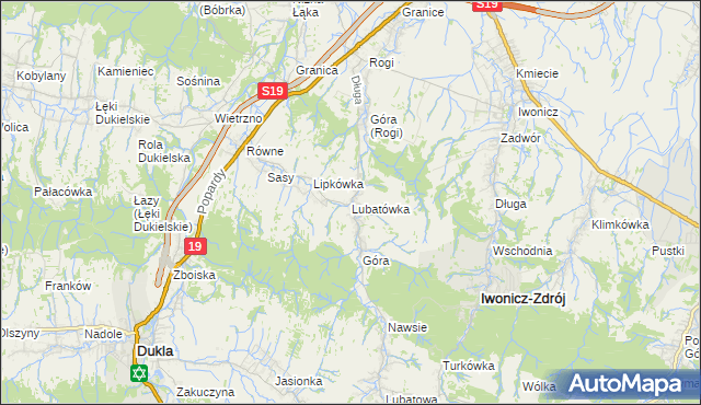 mapa Lubatówka, Lubatówka na mapie Targeo