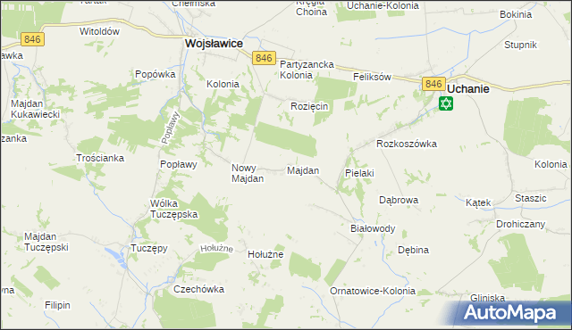 mapa Majdan gmina Wojsławice, Majdan gmina Wojsławice na mapie Targeo