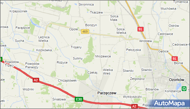 mapa Mrożewice, Mrożewice na mapie Targeo