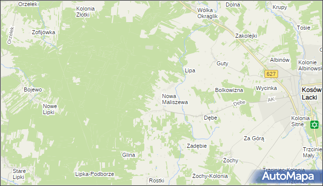 mapa Nowa Maliszewa, Nowa Maliszewa na mapie Targeo