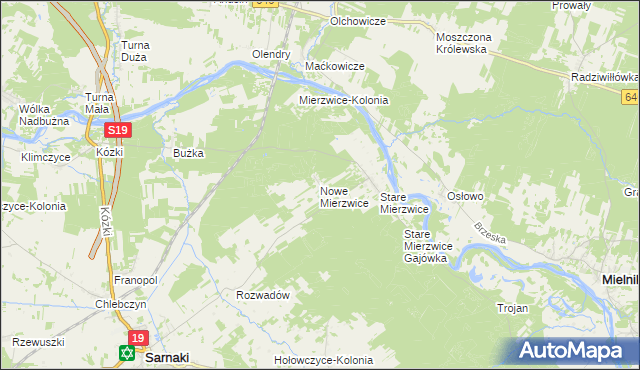 mapa Nowe Mierzwice, Nowe Mierzwice na mapie Targeo