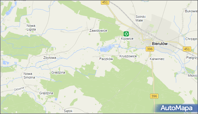 mapa Paczków gmina Bierutów, Paczków gmina Bierutów na mapie Targeo