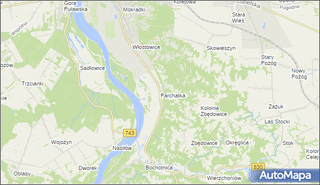 mapa Parchatka, Parchatka na mapie Targeo