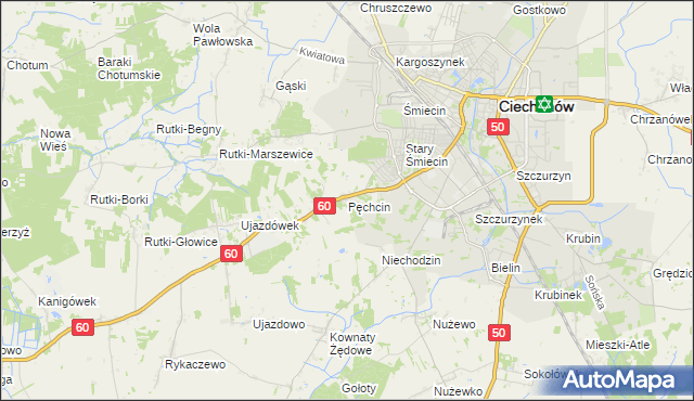 mapa Pęchcin, Pęchcin na mapie Targeo