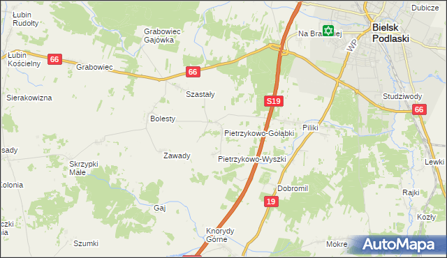 mapa Pietrzykowo-Gołąbki, Pietrzykowo-Gołąbki na mapie Targeo