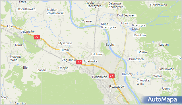 mapa Pilchów, Pilchów na mapie Targeo