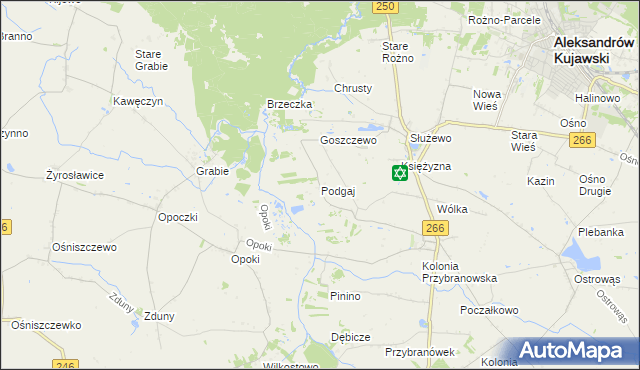 mapa Podgaj gmina Aleksandrów Kujawski, Podgaj gmina Aleksandrów Kujawski na mapie Targeo