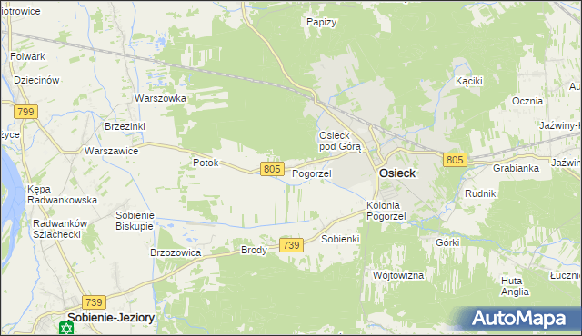 mapa Pogorzel gmina Osieck, Pogorzel gmina Osieck na mapie Targeo