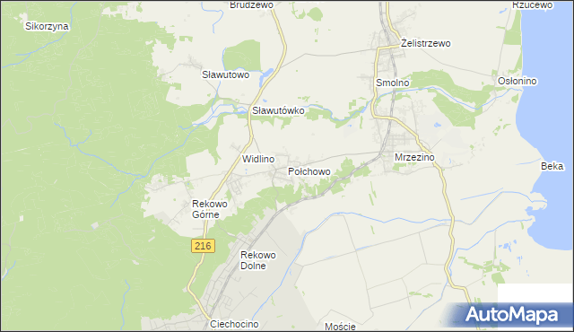 mapa Połchowo gmina Puck, Połchowo gmina Puck na mapie Targeo