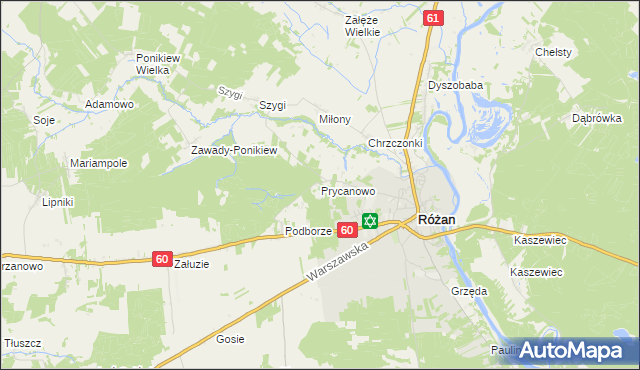 mapa Prycanowo, Prycanowo na mapie Targeo