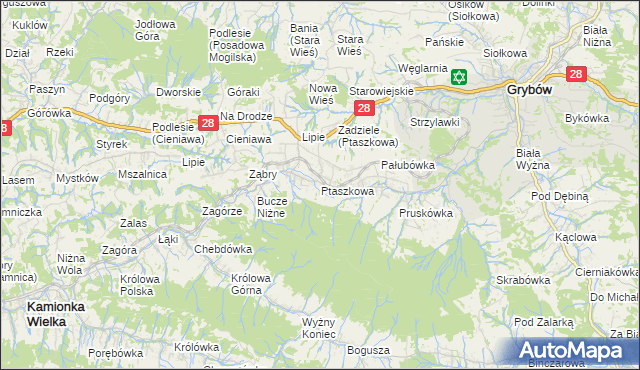 mapa Ptaszkowa, Ptaszkowa na mapie Targeo