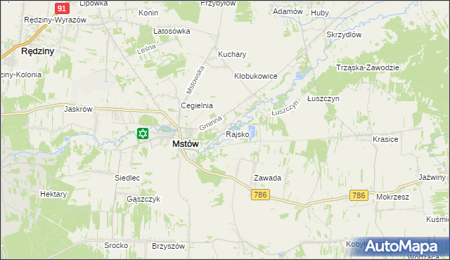 mapa Rajsko gmina Mstów, Rajsko gmina Mstów na mapie Targeo