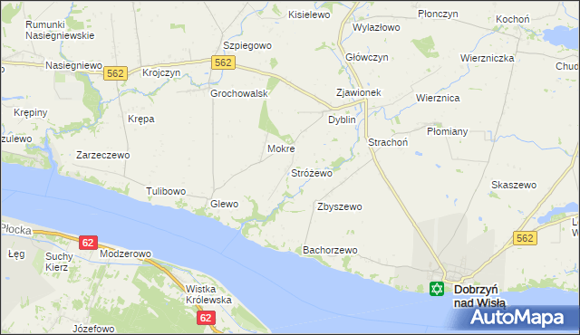mapa Stróżewo gmina Dobrzyń nad Wisłą, Stróżewo gmina Dobrzyń nad Wisłą na mapie Targeo