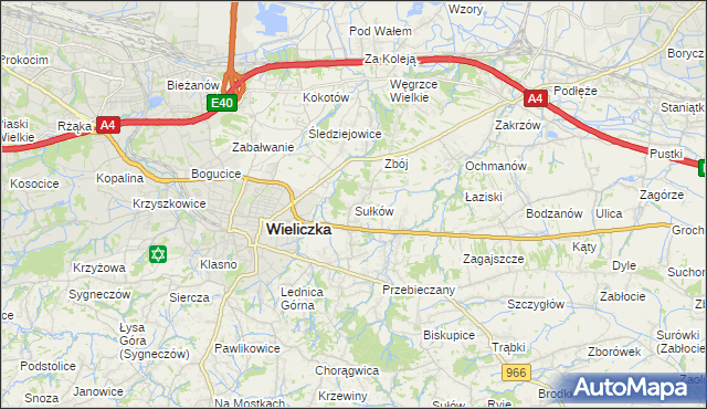 mapa Sułków gmina Wieliczka, Sułków gmina Wieliczka na mapie Targeo