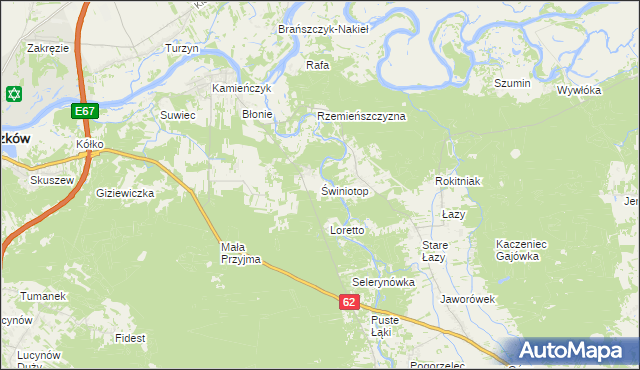 mapa Świniotop, Świniotop na mapie Targeo