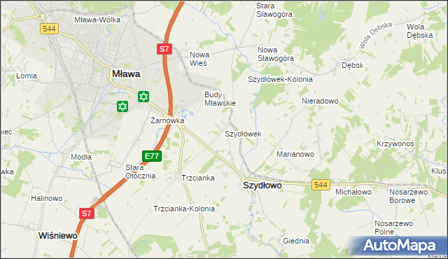 mapa Szydłówek gmina Szydłowo, Szydłówek gmina Szydłowo na mapie Targeo