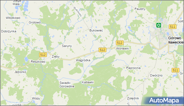 mapa Wągniki gmina Górowo Iławeckie, Wągniki gmina Górowo Iławeckie na mapie Targeo