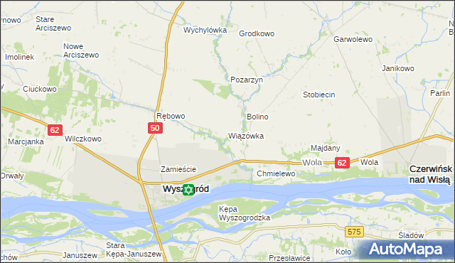mapa Wiązówka gmina Wyszogród, Wiązówka gmina Wyszogród na mapie Targeo