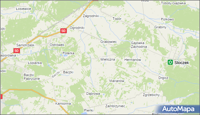 mapa Wieliczna gmina Stoczek, Wieliczna gmina Stoczek na mapie Targeo