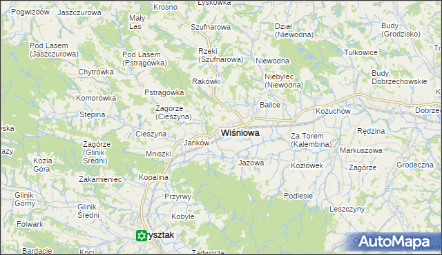 mapa Wiśniowa powiat strzyżowski, Wiśniowa powiat strzyżowski na mapie Targeo