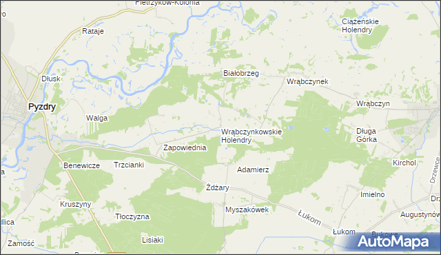 mapa Wrąbczynkowskie Holendry, Wrąbczynkowskie Holendry na mapie Targeo