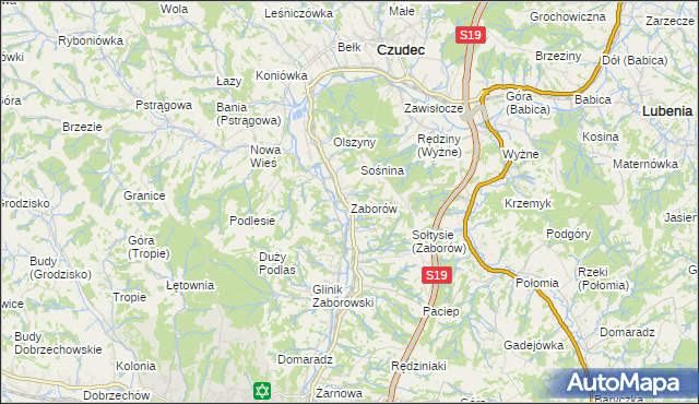 mapa Zaborów gmina Czudec, Zaborów gmina Czudec na mapie Targeo