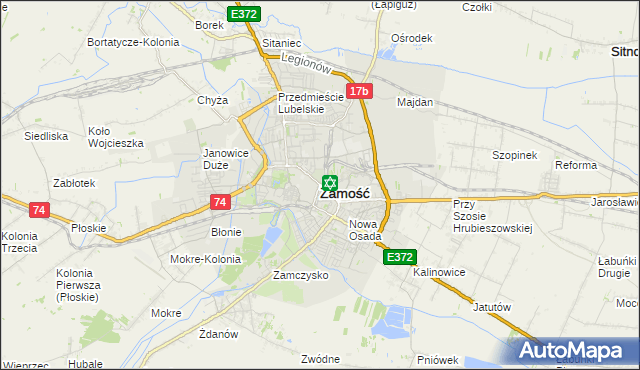 mapa Zamościa, Zamość na mapie Targeo