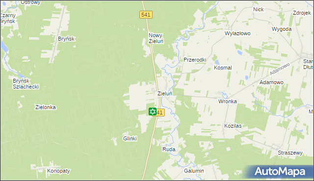 mapa Zieluń, Zieluń na mapie Targeo