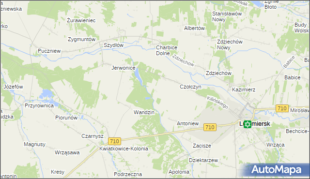 mapa Zofiówka gmina Lutomiersk, Zofiówka gmina Lutomiersk na mapie Targeo