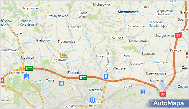 mapa Bibice, Bibice na mapie Targeo