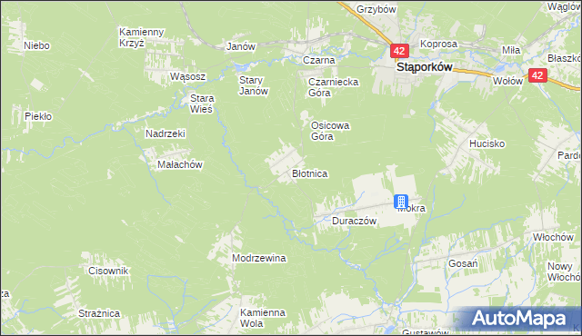 mapa Błotnica gmina Stąporków, Błotnica gmina Stąporków na mapie Targeo