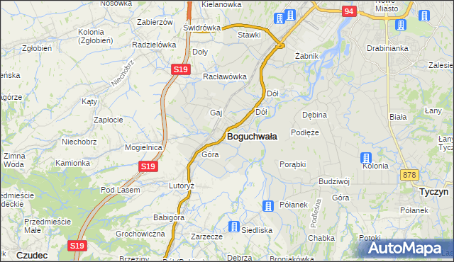 mapa Boguchwała powiat rzeszowski, Boguchwała powiat rzeszowski na mapie Targeo