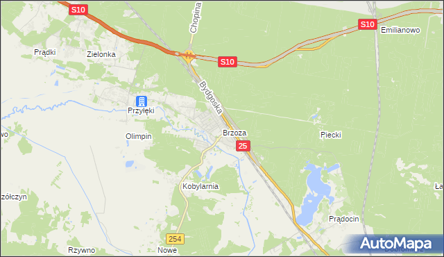mapa Brzoza gmina Nowa Wieś Wielka, Brzoza gmina Nowa Wieś Wielka na mapie Targeo