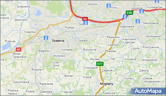 mapa Brzyczyna, Brzyczyna na mapie Targeo