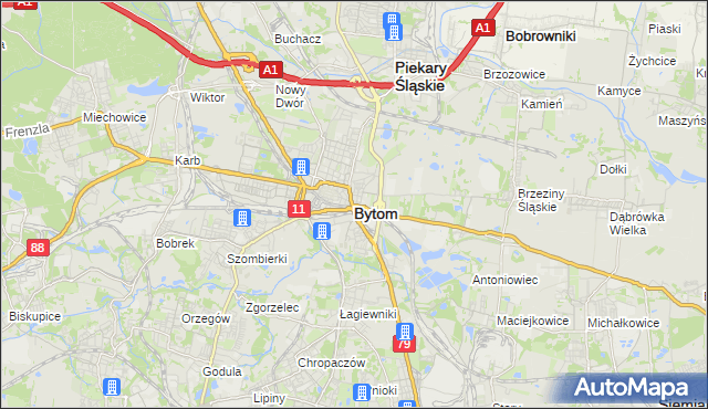 mapa Bytomia, Bytom na mapie Targeo