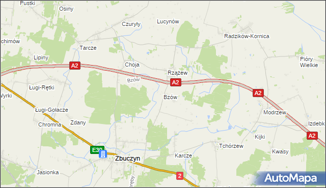 mapa Bzów, Bzów na mapie Targeo