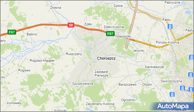 mapa Choroszcz, Choroszcz na mapie Targeo