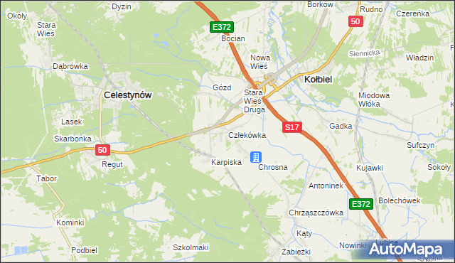 mapa Człekówka, Człekówka na mapie Targeo