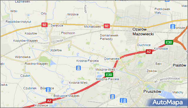 mapa Domaniewek gmina Brwinów, Domaniewek gmina Brwinów na mapie Targeo