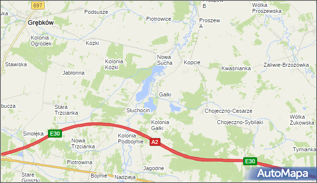 mapa Gałki gmina Grębków, Gałki gmina Grębków na mapie Targeo