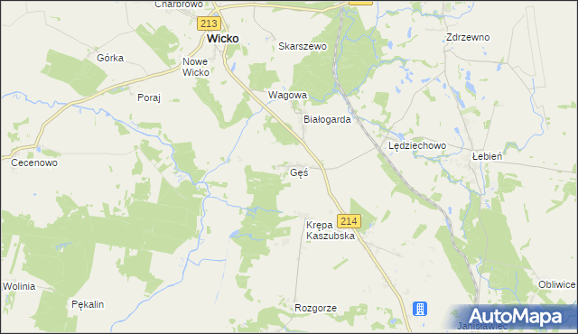 mapa Gęś gmina Wicko, Gęś gmina Wicko na mapie Targeo