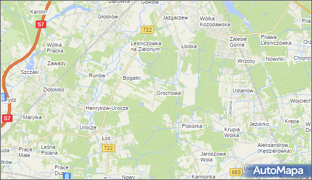 mapa Grochowa gmina Piaseczno, Grochowa gmina Piaseczno na mapie Targeo