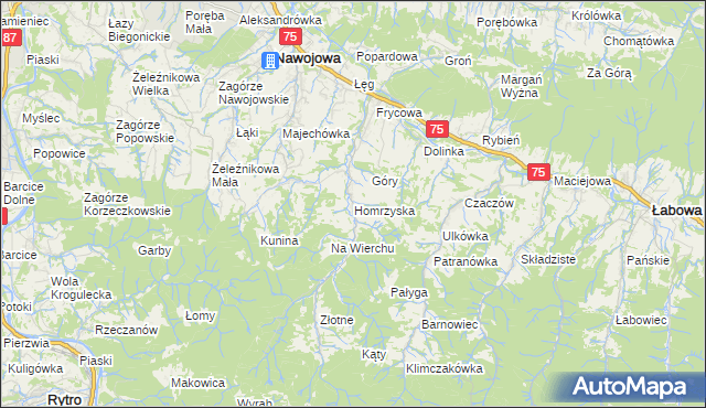mapa Homrzyska, Homrzyska na mapie Targeo