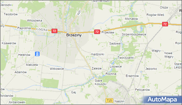 mapa Kędziorki, Kędziorki na mapie Targeo