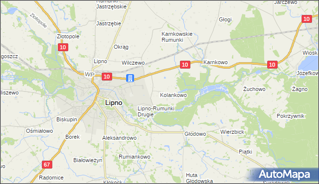 mapa Kolankowo gmina Lipno, Kolankowo gmina Lipno na mapie Targeo