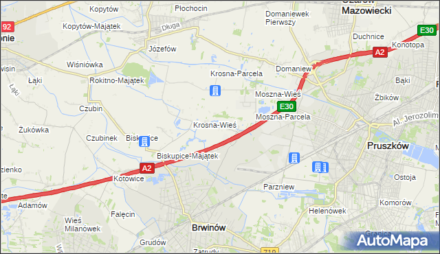 mapa Koszajec gmina Brwinów, Koszajec gmina Brwinów na mapie Targeo