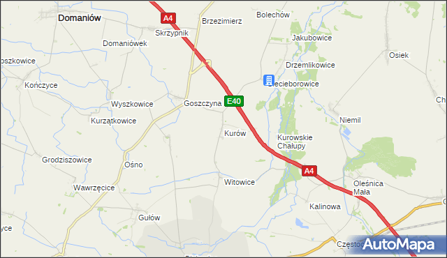 mapa Kurów gmina Wiązów, Kurów gmina Wiązów na mapie Targeo