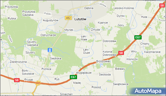 mapa Łęki Duże, Łęki Duże na mapie Targeo